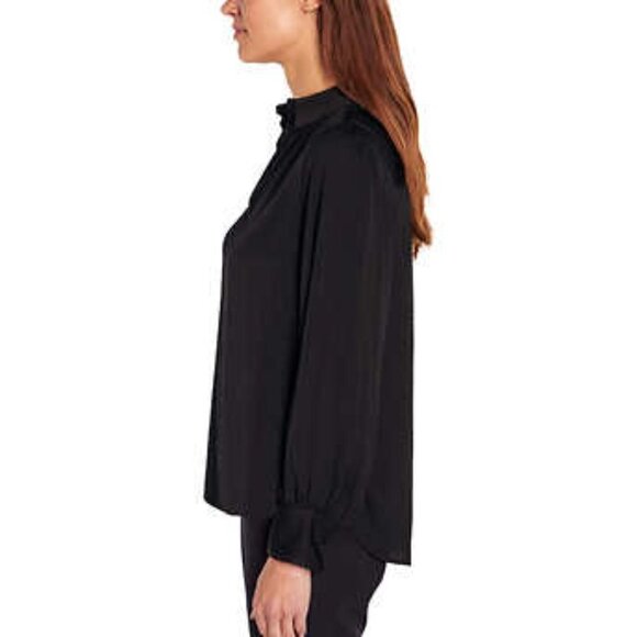 NWOT Banana Republic Satin Blouse | Black - Picture 2 of 8